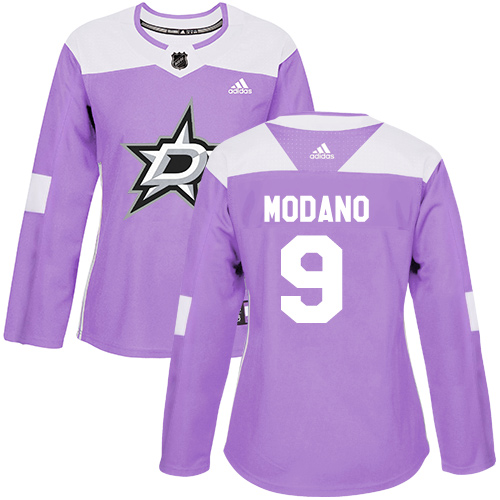 Adidas Stars #9 Mike Modano Purple Authentic Fights Cancer Women's Stitched NHL Jersey